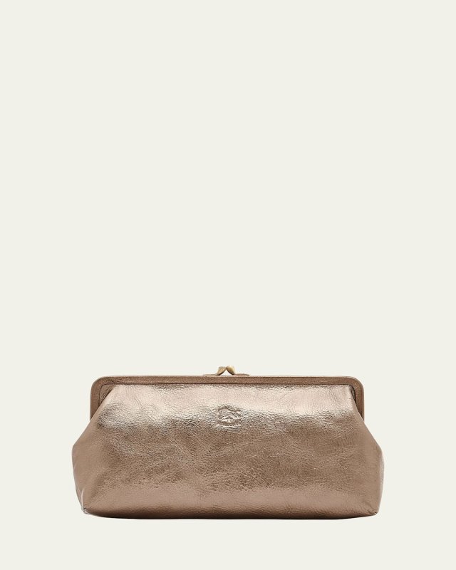 Classic Metallic Leather Clutch Bag